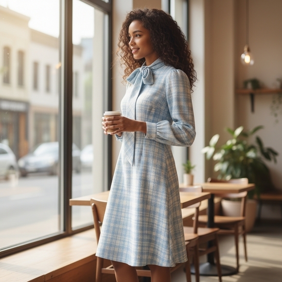 Vintage Dresses & Skirts - Vintage Hand Made 1960's Plaid Shirt Dress